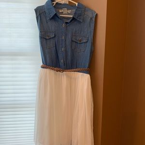Girls denim and lace dress